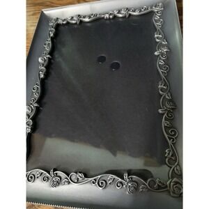 Decorel Pewter Tone Metal Rose Flower Floral Leaf Photo Frame With Easel 5 x 7